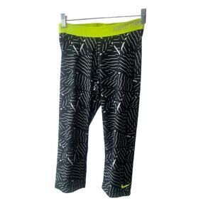 Nike Pro Black & White Compression Capri Legging Womens Medium